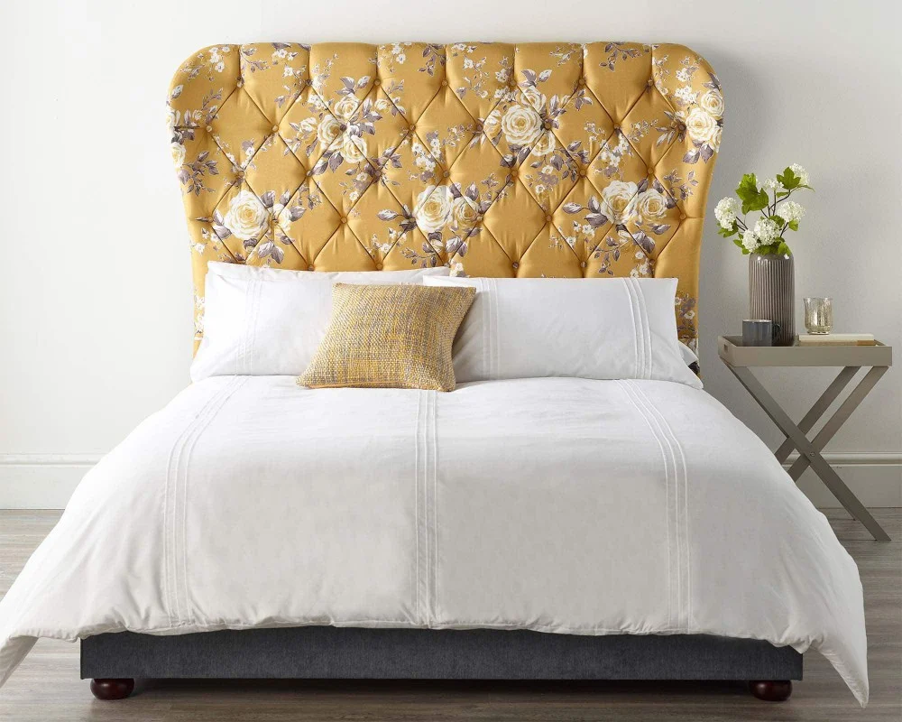 Product photograph of Catherine Lansfield Canterbury Ochre Wing Bed from Aspire Furniture LTD
