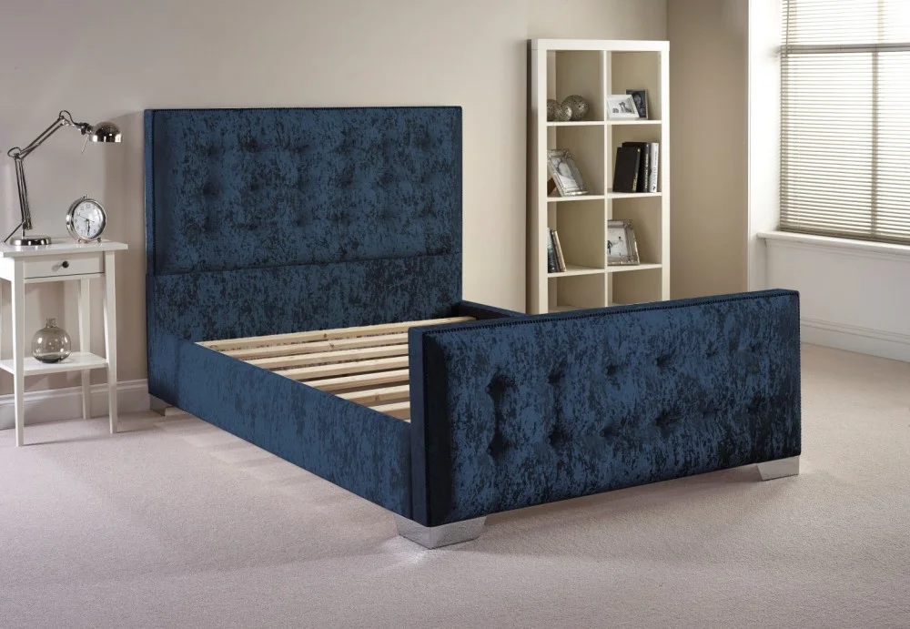 Product photograph of Delaware Velvet Upholstered Bed Frame from Aspire Furniture LTD