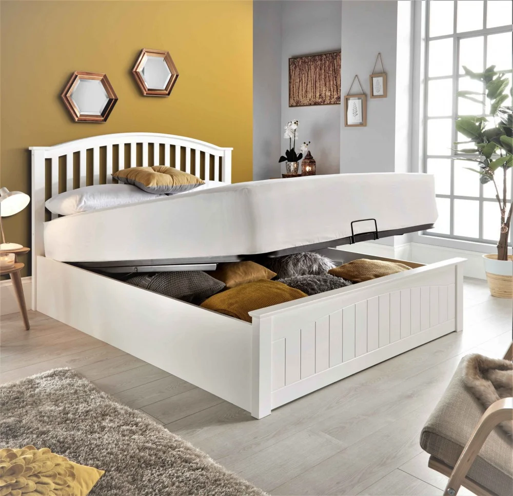 Product photograph of Wallace Wooden Ottoman White Bed Frame from Aspire Furniture LTD