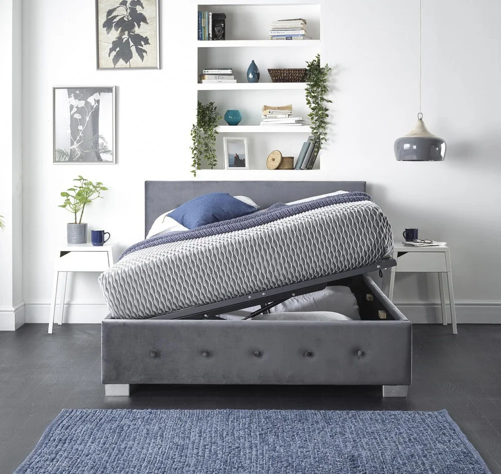Aspire Fabric Side Opening Ottoman Bed Frame With Optional Mattress