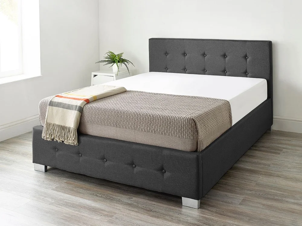 Product photograph of Storage Ottoman Bed Available In Grey Black Or Natural Linen Fabrics from Aspire Furniture LTD