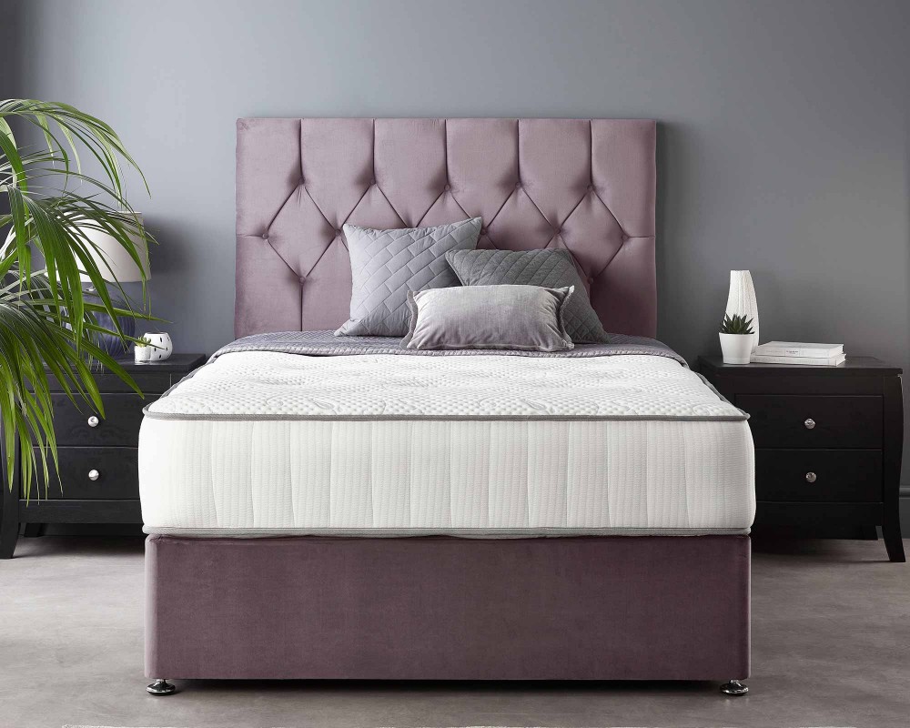 Catherine Lansfield Boutique Divan Base and Headboard with Free Natural Cashmere Mattress blush front