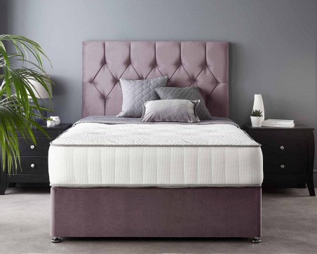 Catherine Lansfield Boutique Divan Base and Headboard with Free Natural Cashmere Mattress blush front