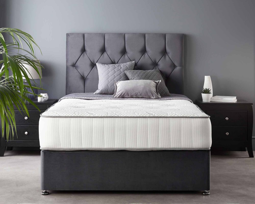 Catherine Lansfield Boutique Divan Base and Headboard with Free Natural Cashmere Mattress front