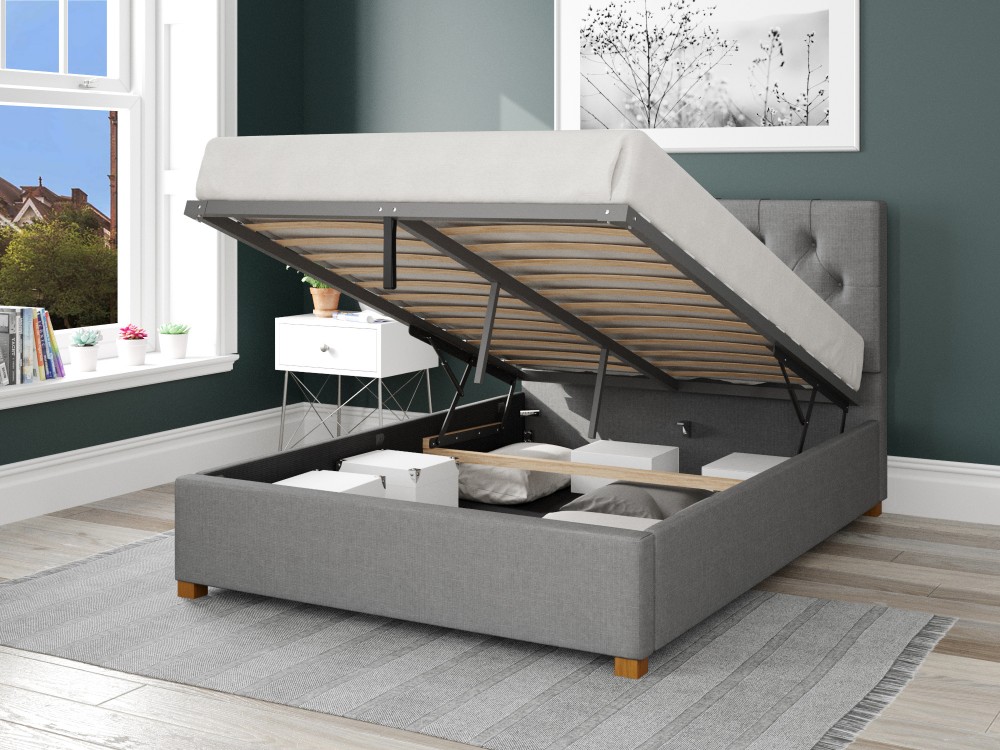 Olivier Fabric Ottoman Bed Aspire, Leather Storage Beds Double