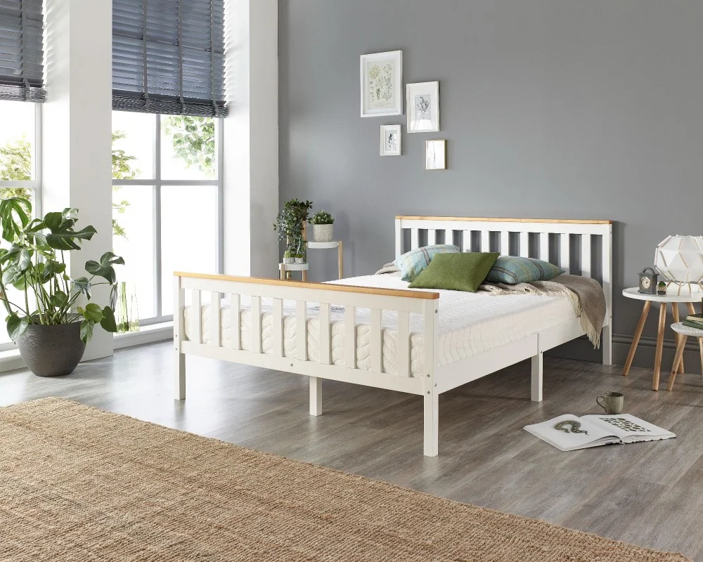 Product photograph of Pacific Solid Wood White Bed Frame - Single To Super King Sizes from Aspire Furniture LTD