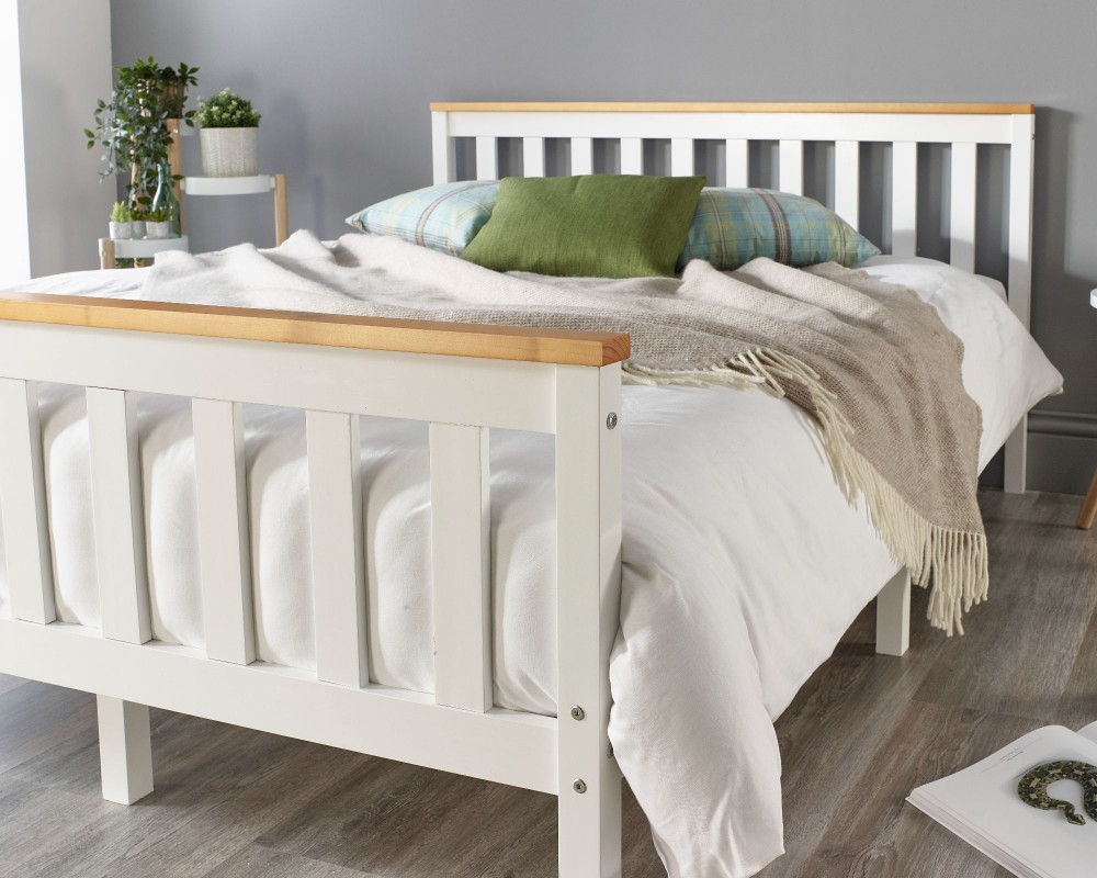 Solid Wood White Bed Frame, Small King Size Bed Frame