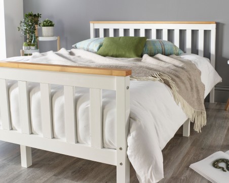 Pacific Solid Wood White Bed Frame, Solid Wood Headboard King Size