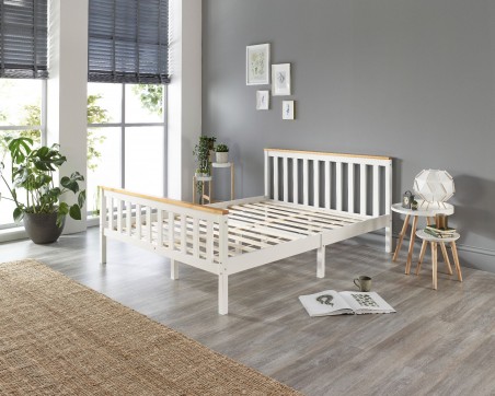 Pacific Solid Wood White Bed Frame, White Wooden Bedstead King Size