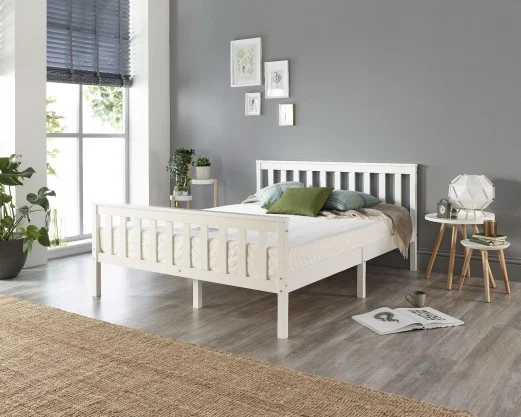 Solid Wood White Bed Frame