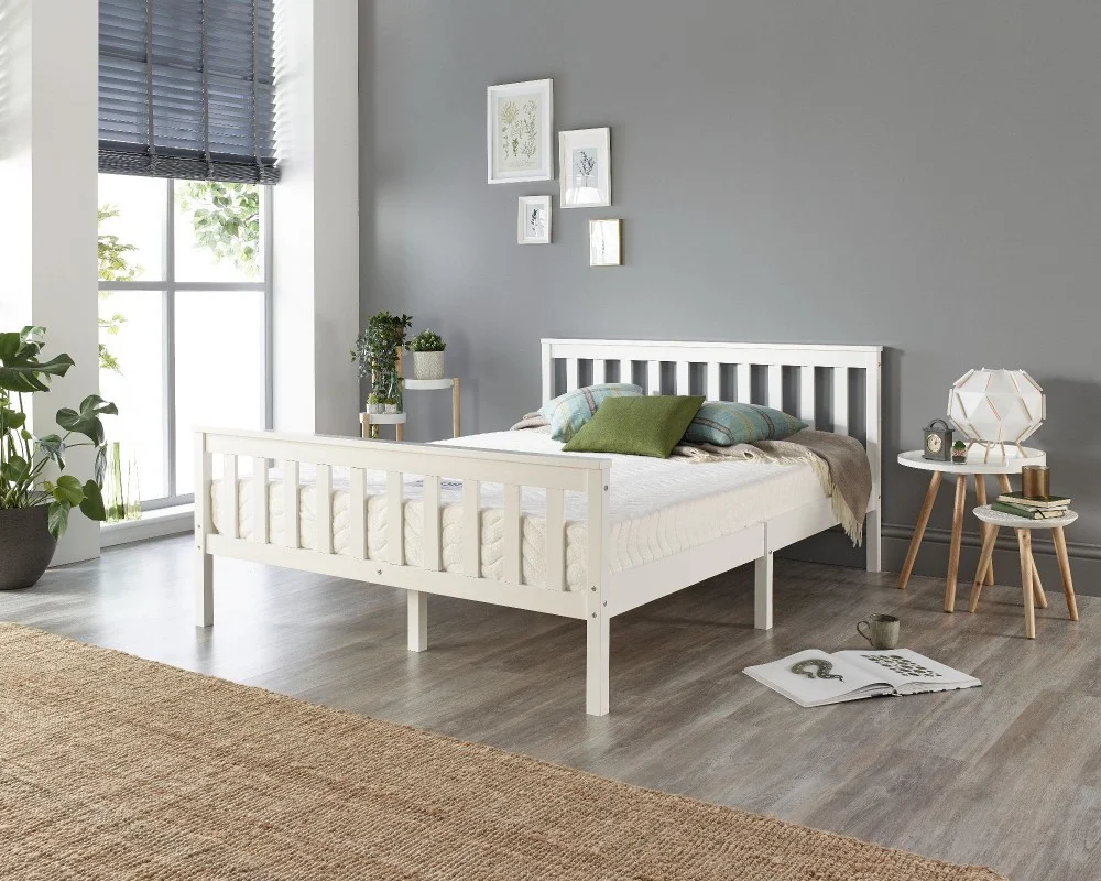 Product photograph of Solid Wood White Bed Frame - Single To Super King Sizes from Aspire Furniture LTD