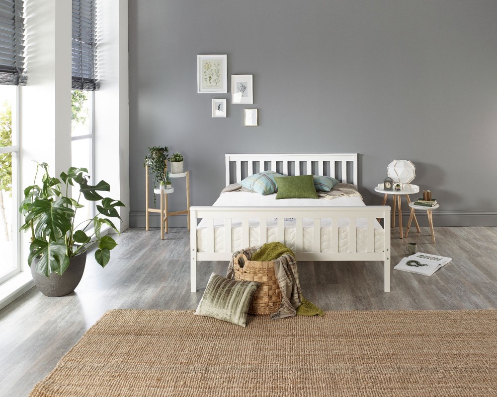 Solid Wood White Bed Frame