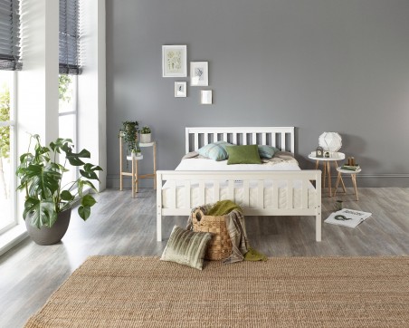 Solid Wood White Bed Frame