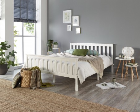 Solid Wood White Bed Frame