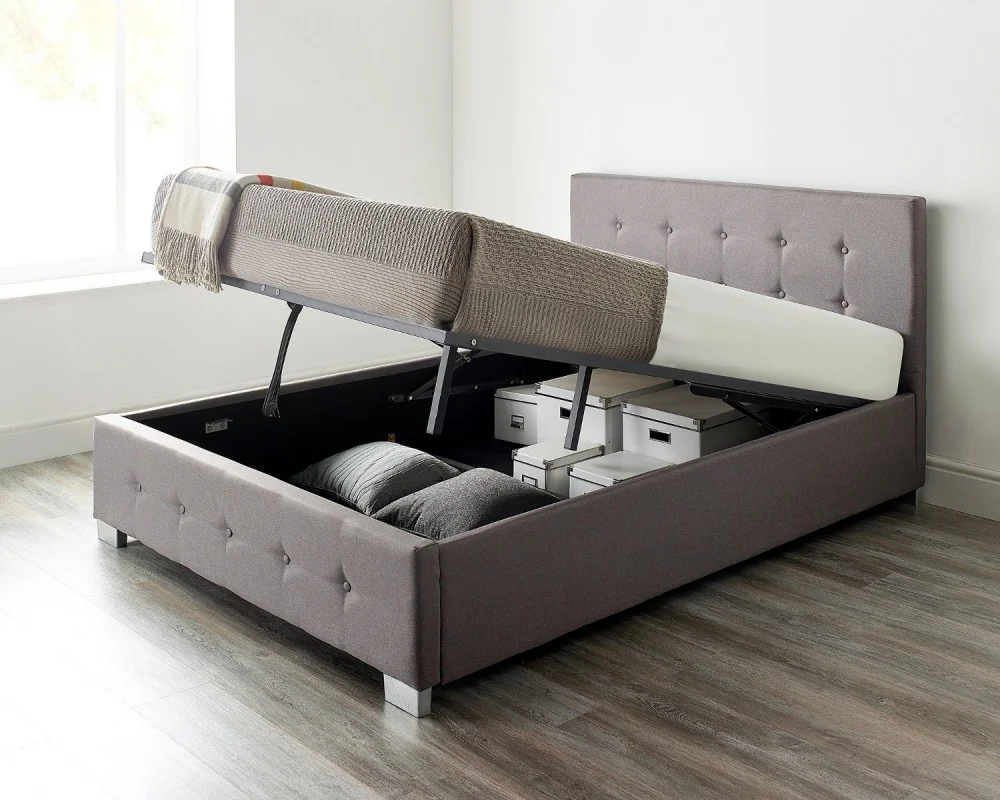 Product photograph of Fabric Ottoman Storage Bed With Optional Bonnell Spring Or Pocket Spring Mattress from Aspire Furniture LTD
