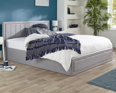 Aspire Linen Quilted Headboard End Lift Ottoman Bed