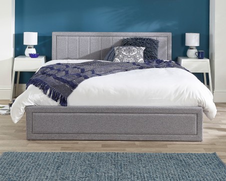 Aspire Linen Quilted Headboard End Lift Ottoman Bed