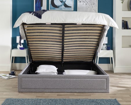 Aspire Linen Quilted Headboard End Lift Ottoman Bed