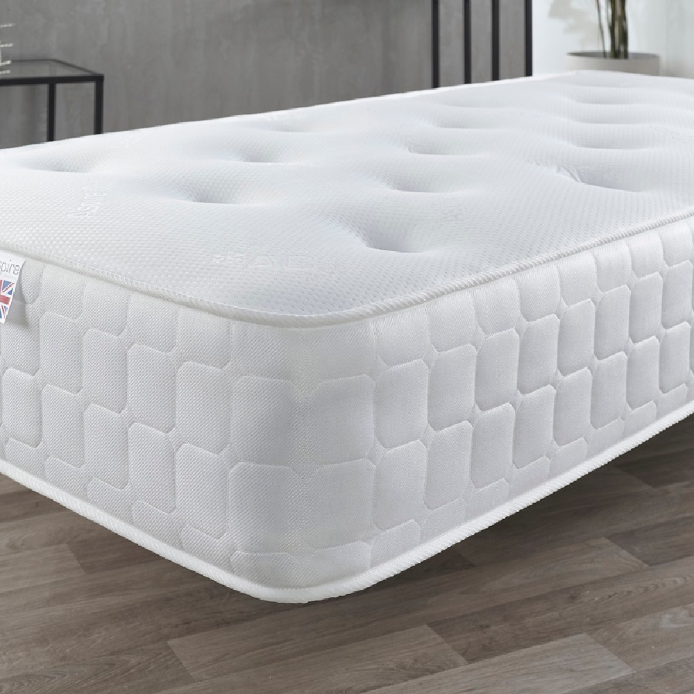 White Solid Wood Bed Frame with Hand Tufted UK Made Mattress