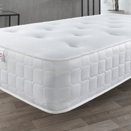 White Solid Wood Bed Frame with Hand Tufted UK Made Mattress