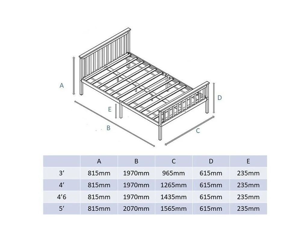 Solid Wood Bed Frame in White with Hand Tufted UK Made Mattress - Package  Deal