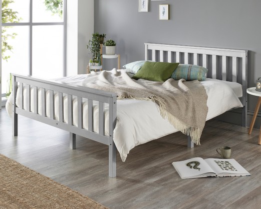 Solid Wood Grey Bed Frame