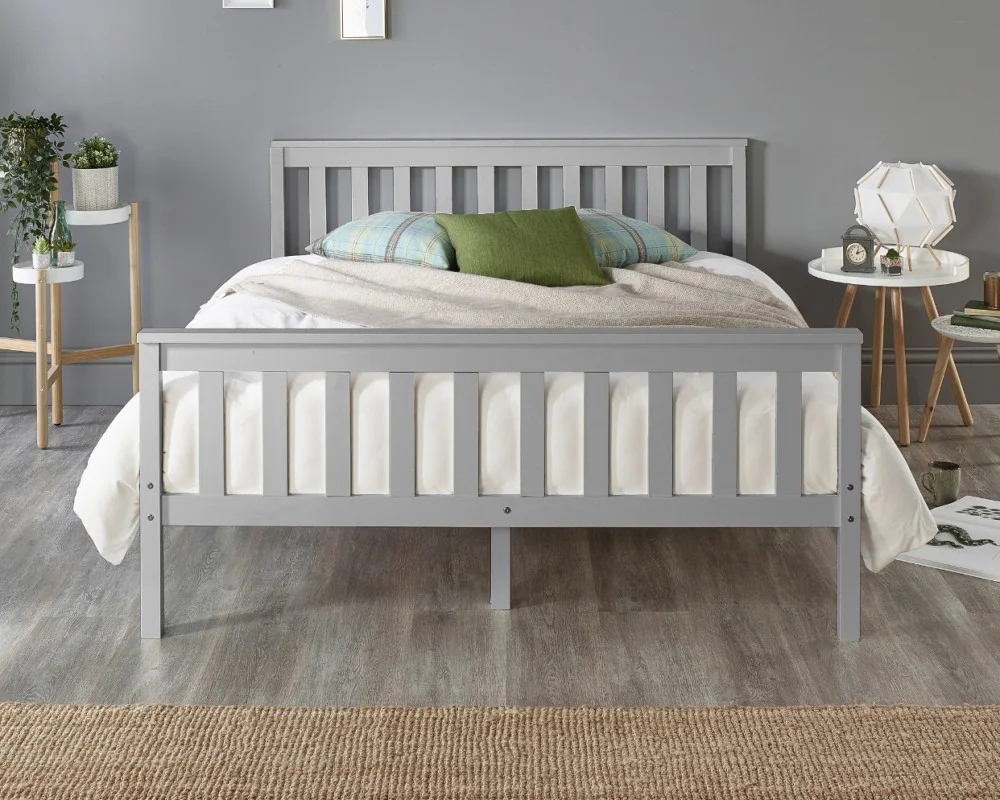 Gray wood deals full size bed