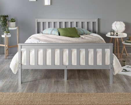 Solid Wood Grey Bed Frame