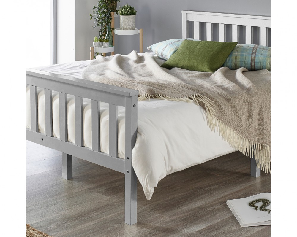 Solid Wood Grey Bed Frame