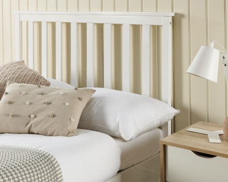 Solid White Wooden Ottoman Bed Frame with Optional Bonnell Spring or Pocket Spring Mattress