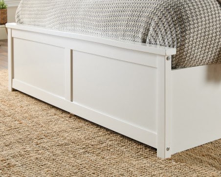 Solid White Wooden Ottoman Bed Frame with Optional Bonnell Spring or Pocket Spring Mattress