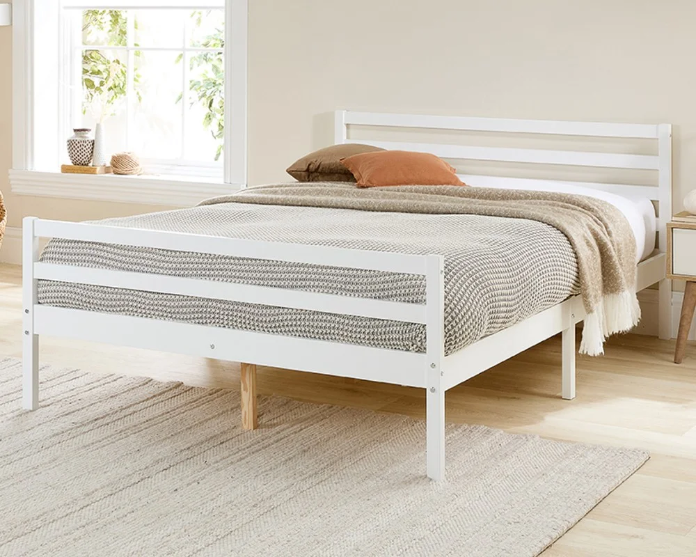 Aspire Alpine Solid Wood White Painted Wooden Bed frame 3ft Single