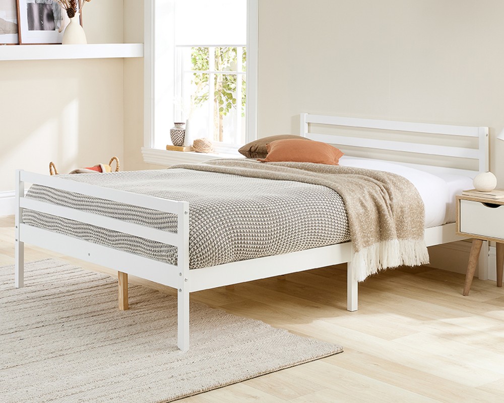 Aspire Alpine Solid Wood White Painted Wooden Bed frame