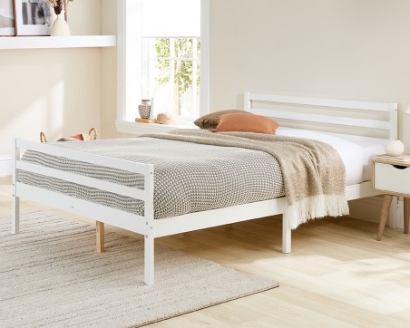 Aspire Alpine Solid Wood White Painted Wooden Bed frame