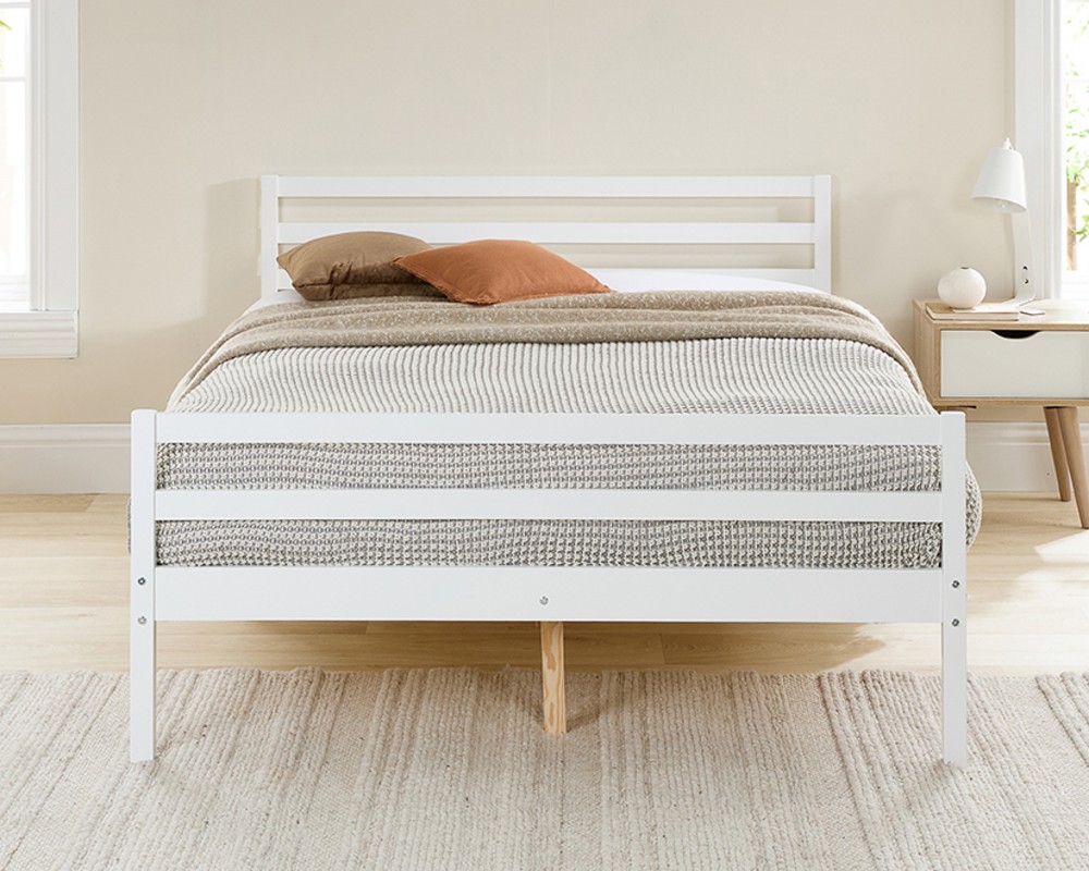 Aspire Alpine Solid Wood White Painted Wooden Bed frame