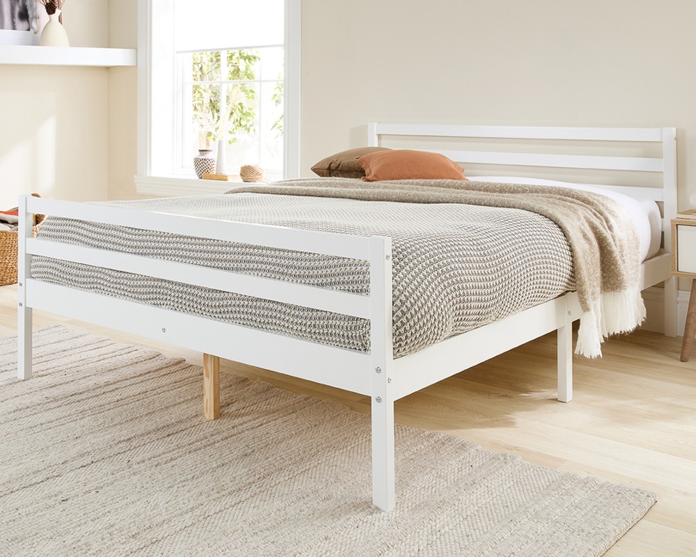 Aspire Alpine Solid Wood White Painted Wooden Bed frame