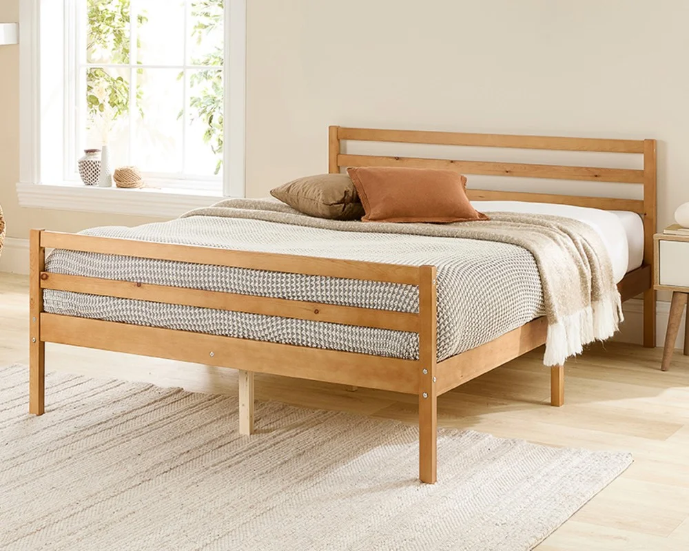 Aspire Alpine Solid Wood Natural Varnished Wooden Bed frame 3ft Single