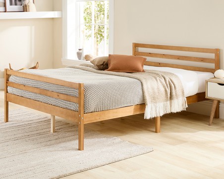 Aspire Alpine Solid Wood Natural Varnished Wooden Bed frame