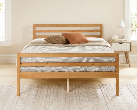 Aspire Alpine Solid Wood Natural Varnished Wooden Bed frame