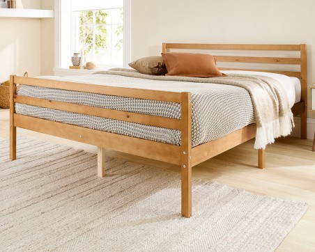 Aspire Alpine Solid Wood Natural Varnished Wooden Bed frame