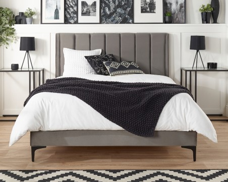 Aspire Phoebe Grey Velvet Designer Bed Frame