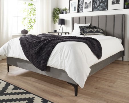 Aspire Phoebe Grey Velvet Designer Bed Frame