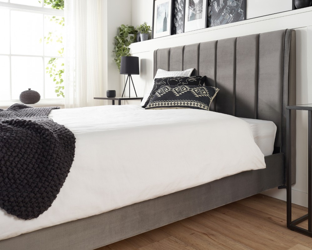Aspire Phoebe Grey Velvet Designer Bed Frame