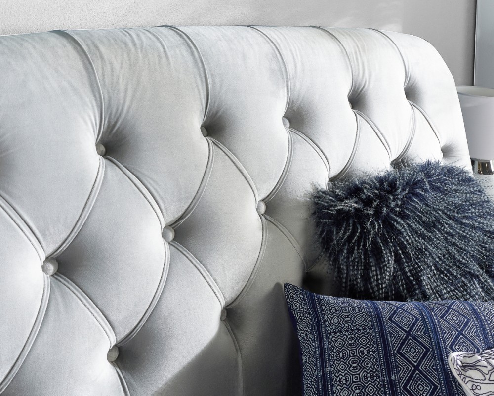 Aspire Sorrento Grey Velvet Chesterfield Bed Frame
