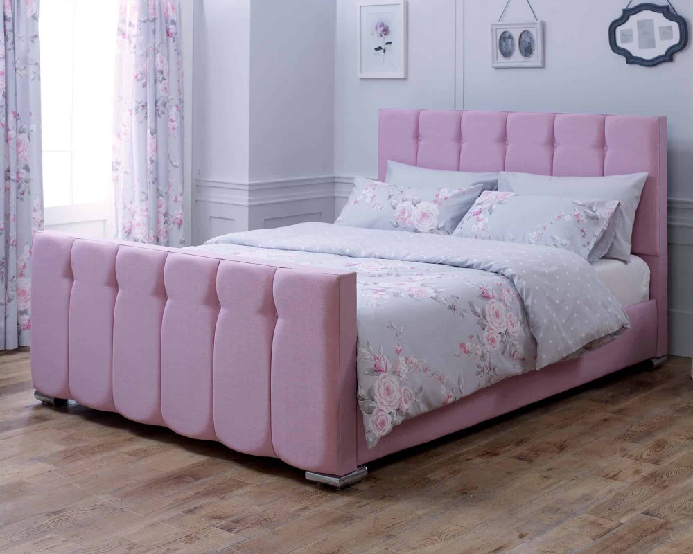 Catherine Lansfield Canterbury Pink Sleigh Bed