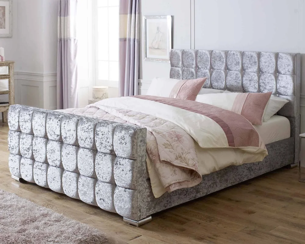 Catherine Lansfield Gatsby Silver Sleigh Bed