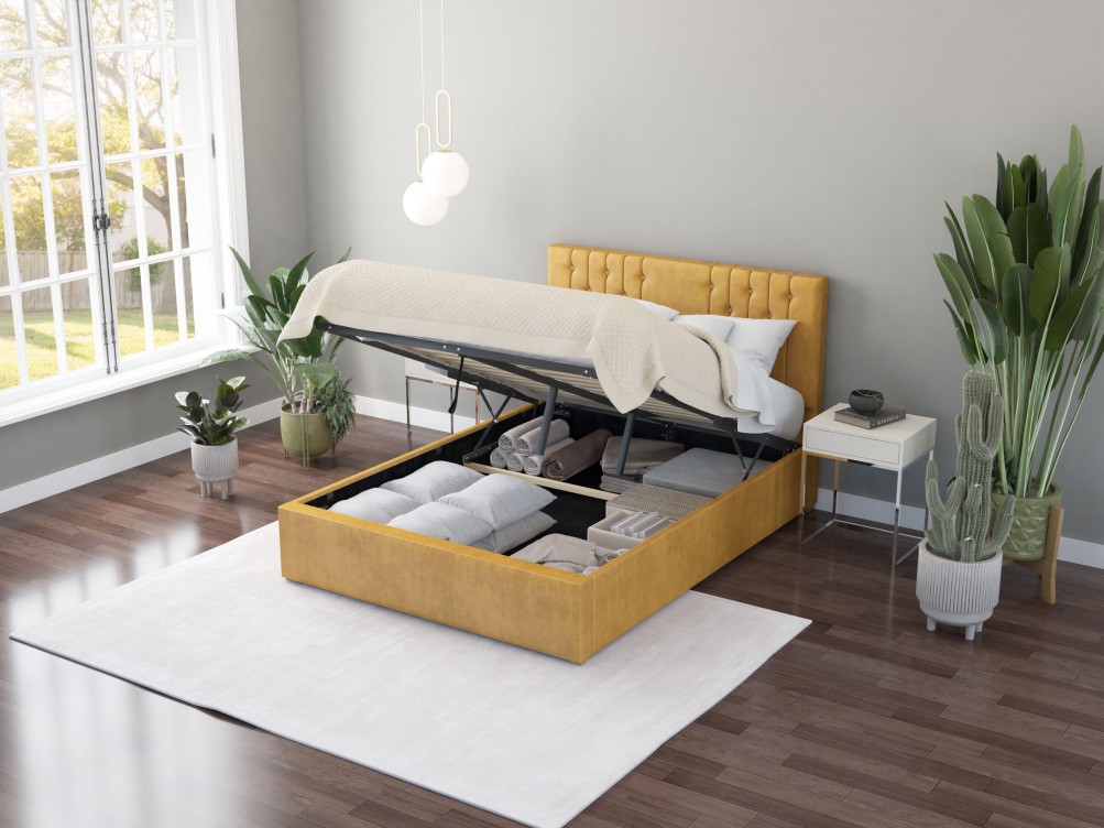 Harlow Ottoman Bed & Headboard | UK Handmade Storage Bed