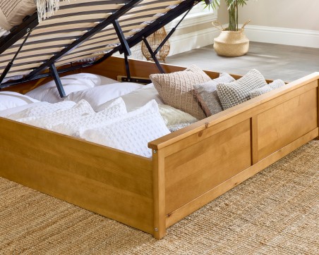 Aspire Atlantic Wooden Ottoman Bed Frame Natural Wood Solid Bedstead