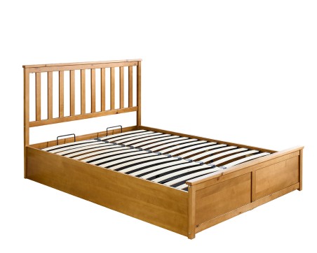 Aspire Atlantic Wooden Ottoman Bed Frame Natural Wood Solid Bedstead