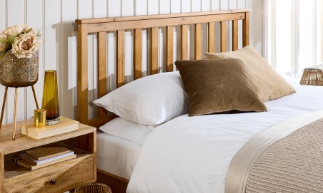 Solid Natural Wooden Ottoman Bed Frame with Spring Mattress